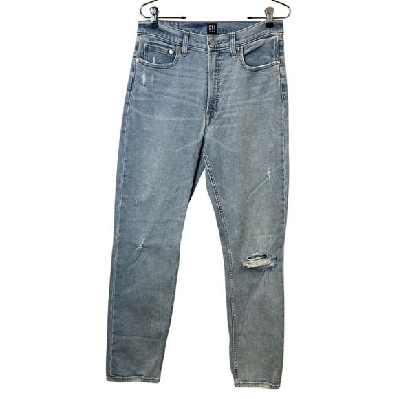 GAP Denim - Gap Women's High Rise Cigarette Jeans Light Wash Destroy Distressed Size 10/30R